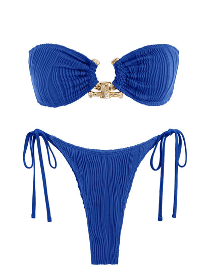 Solid O Ring - Bandeau Bikini Sæt 2025 | Skinnende, Strappy, Sommer-Besat
