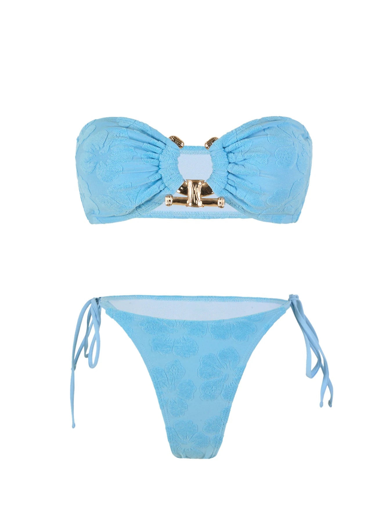 Solid O Ring - Bandeau Bikini Sæt 2025 | Skinnende, Strappy, Sommer-Besat