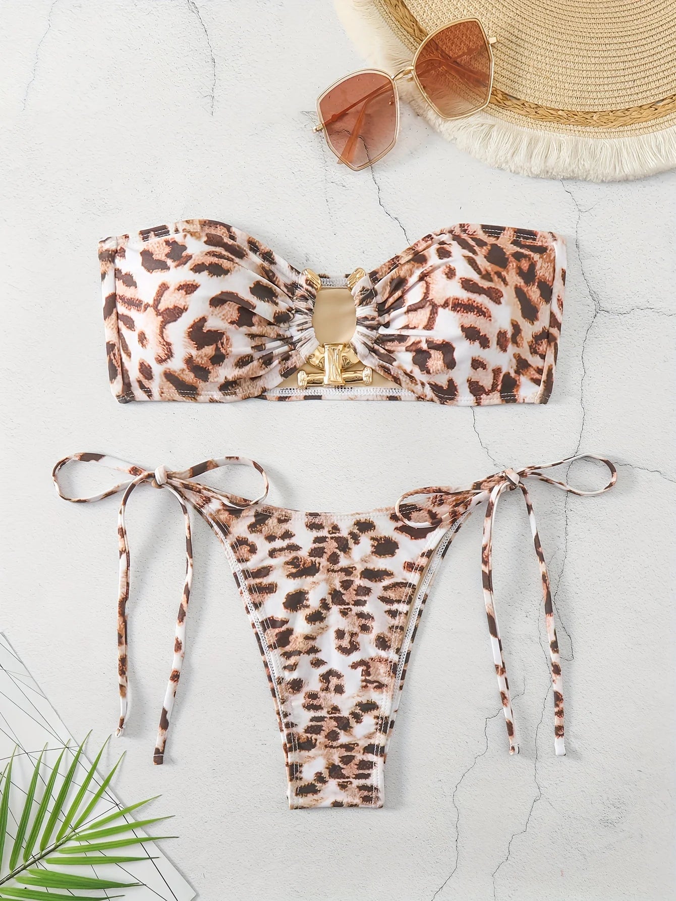 Solid O Ring - Bandeau Bikini Sæt 2025 | Skinnende, Strappy, Sommer-Besat