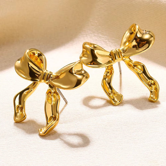 Gold Bow Earrings